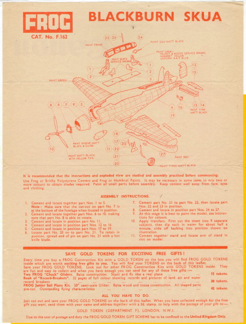 Инструкция по сборке FROG F162 Blackburn Skua, International Model Aircraft Limited, 1964